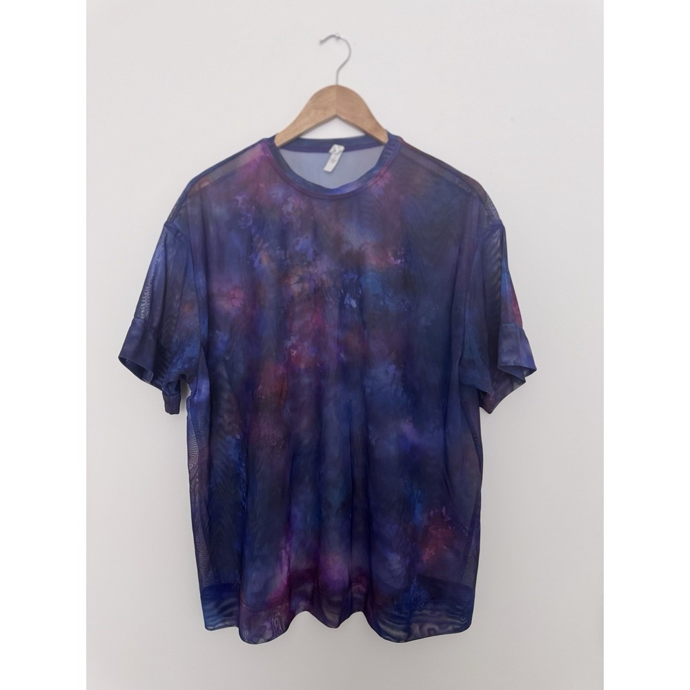 Athleta T-shirt Supernova Mesh Tee Purple Blue Pink Women's S Oversized